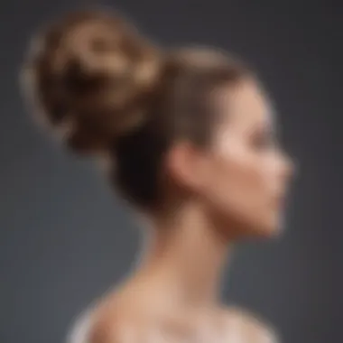 Creative hairstyle combining a bun and open hair