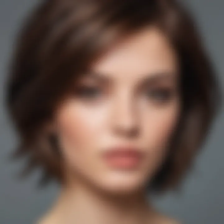 Close-up of a woman with a chic layered hairstyle