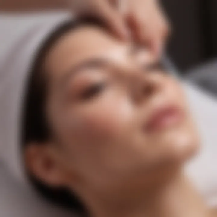 A serene individual enjoying a facial treatment in a calming environment.