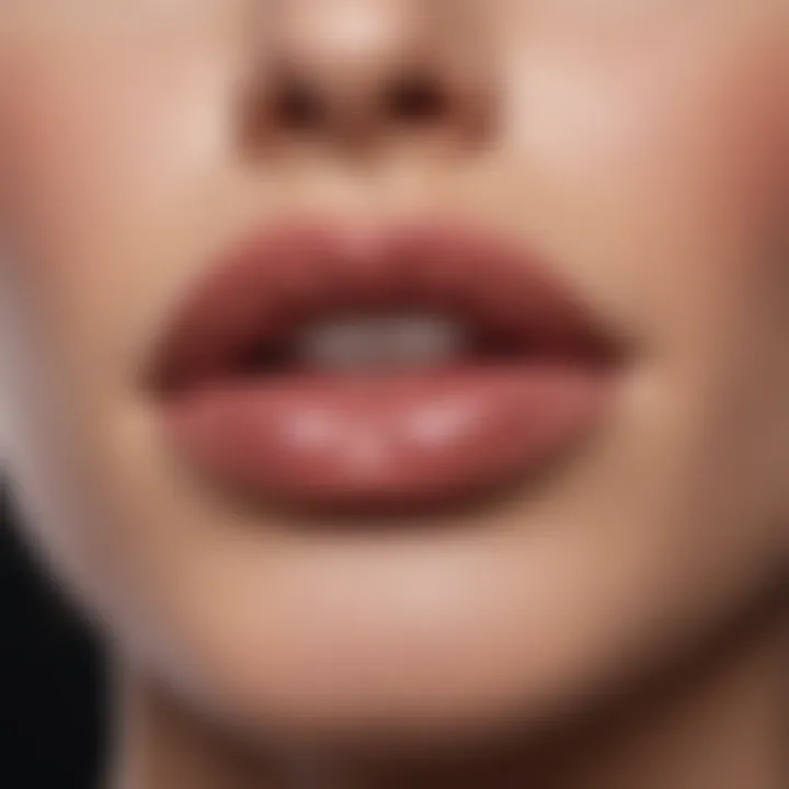 A close-up of voluptuous lips enhanced with gloss.