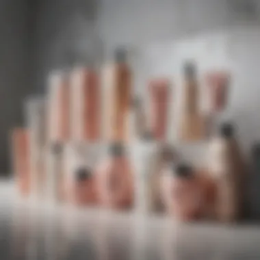 A selection of hair lightening products displayed on a countertop