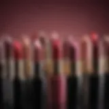 Luxurious lipstick collection showcasing various shades