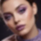 Elegant makeup look featuring soft purple tones