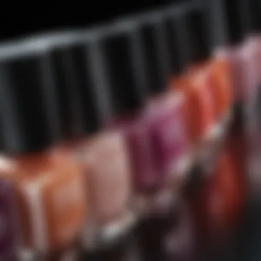 Exploring a Variety of Nail Polish Shades A vibrant color palette of nail polishes showcasing different shades.