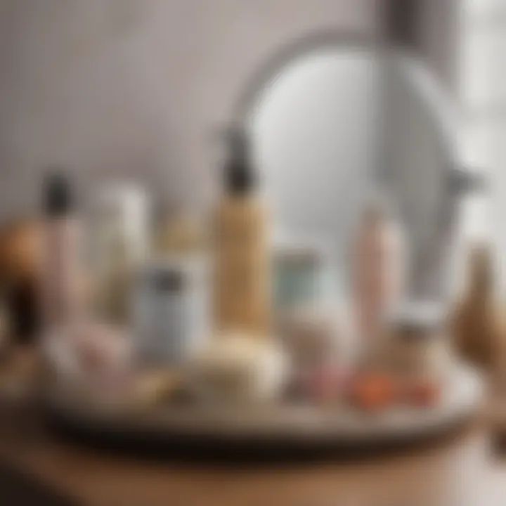 Variety of peeling products on a vanity table