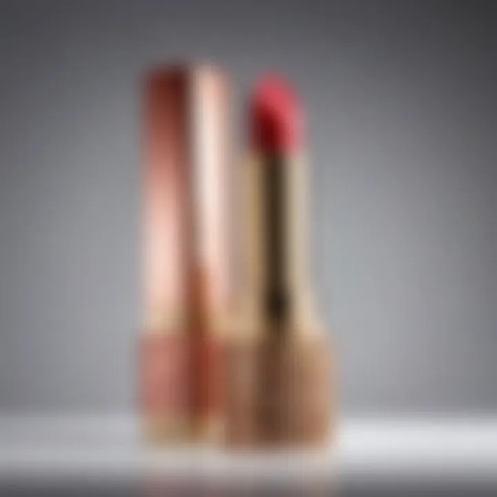 Elegant display of a brand's signature lipstick