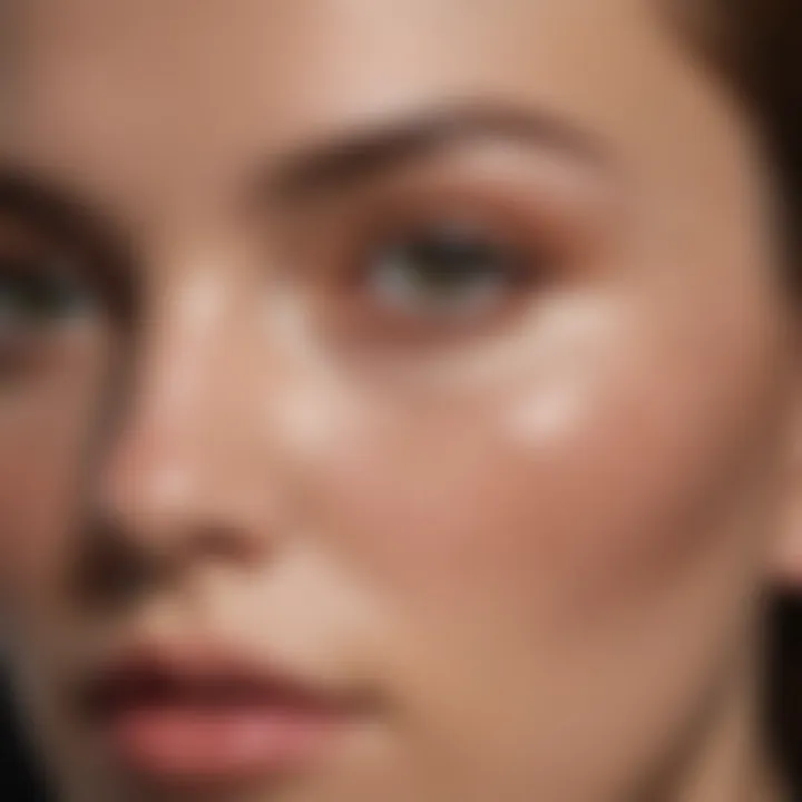 Close-up of skin texture before applying foundation.