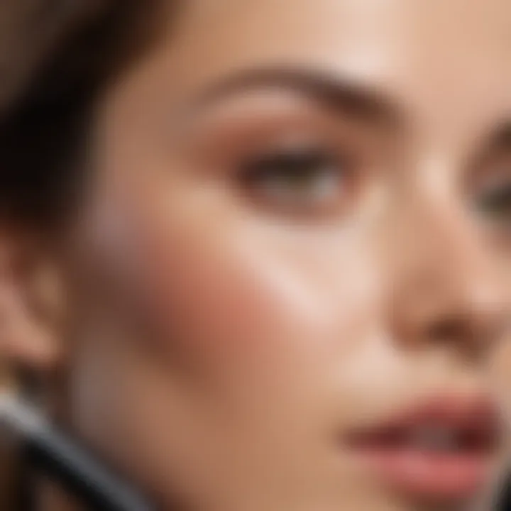 Close-up of smart brush analyzing skin type