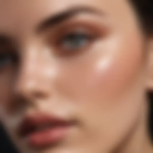 A close-up of a natural makeup look emphasizing radiant skin