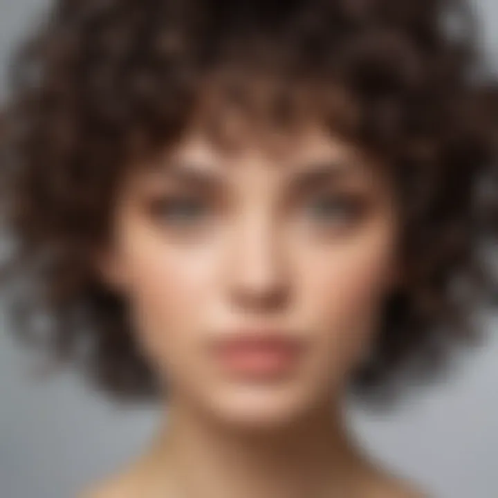 Close-up of textured short curly bangs