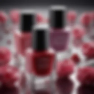 The Art of Unique Nail Polish Finishes An artistic arrangement of nail polish bottles highlighting unique finishes.