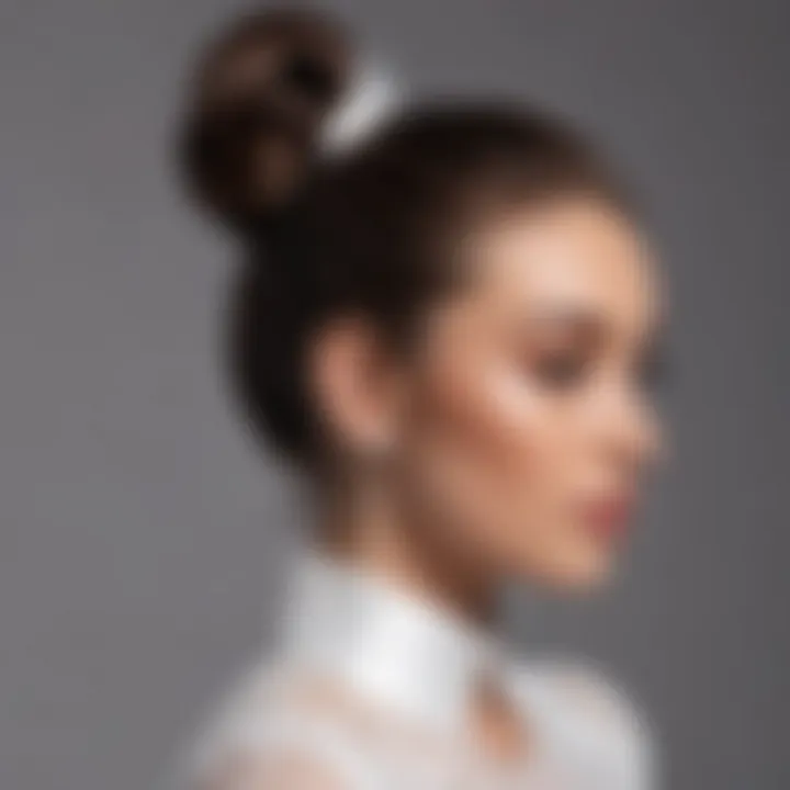 Chic high ponytail suitable for a modern bridal look.